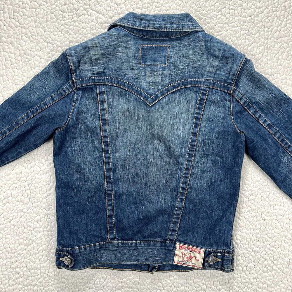 True Religion Denim Trucker Jacket Jimmy Women's Medium Distressed Y2K - Picture 3 of 14